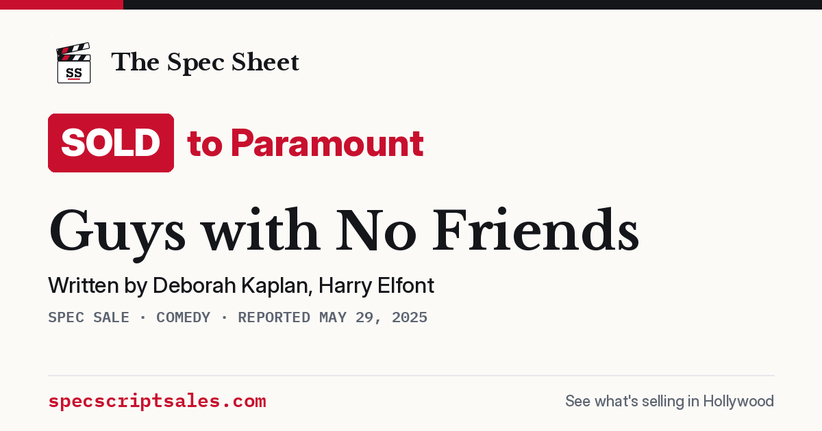 Share card: Guys with No Friends sold to Paramount