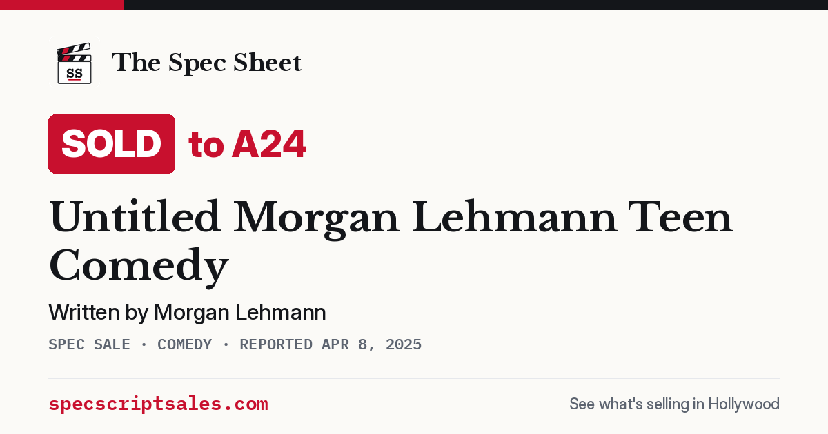 Share card: Untitled Morgan Lehmann Teen Comedy sold to A24